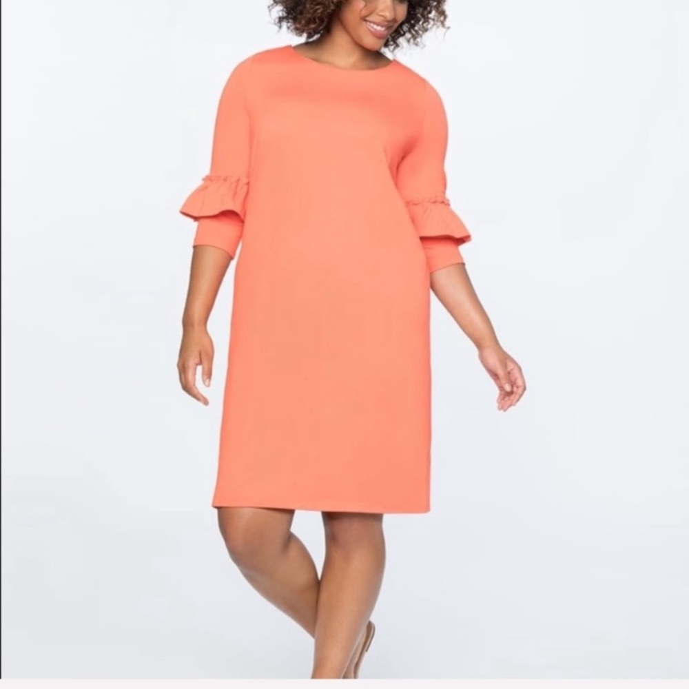 Eloquii Orange Dream Ruffle Sleeves Dress